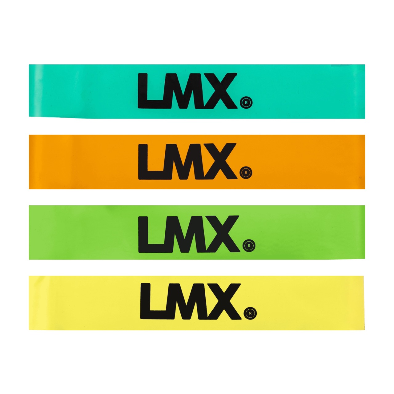 LMX. Mini Band Set of 4 Levels, multilevel modstandsbånd til styrke, mobilitet og genoptræning